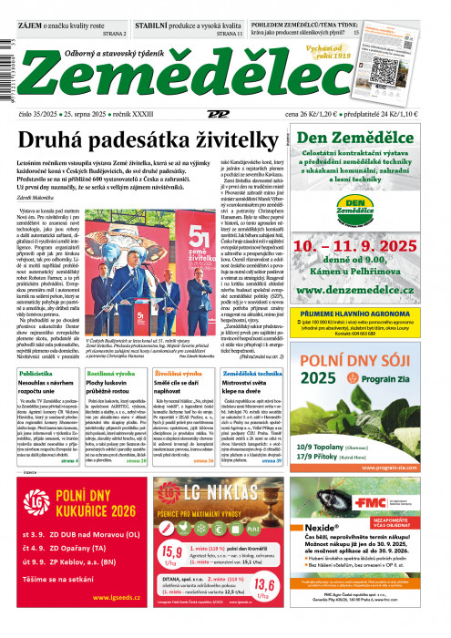 Obálka časopisu Zemědělec