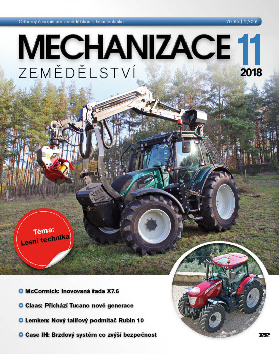 Obálka titulu Mechanizace zemědělství - vydanie č. 11/2018