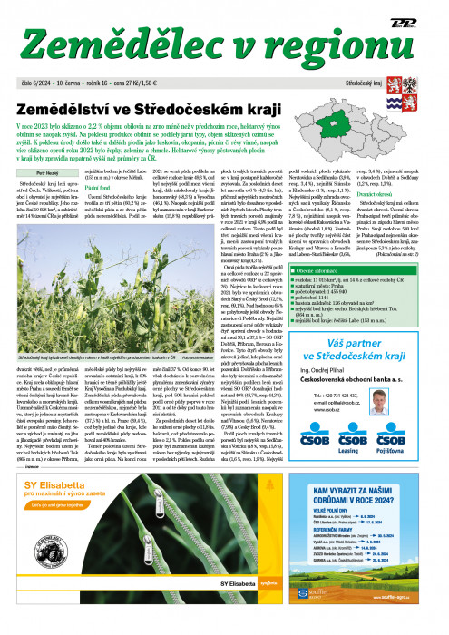 Obálka časopisu Zemědělec v regionu
