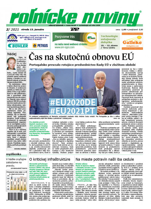 Obálka titulu Rolnické noviny - vydanie č. 2/2021