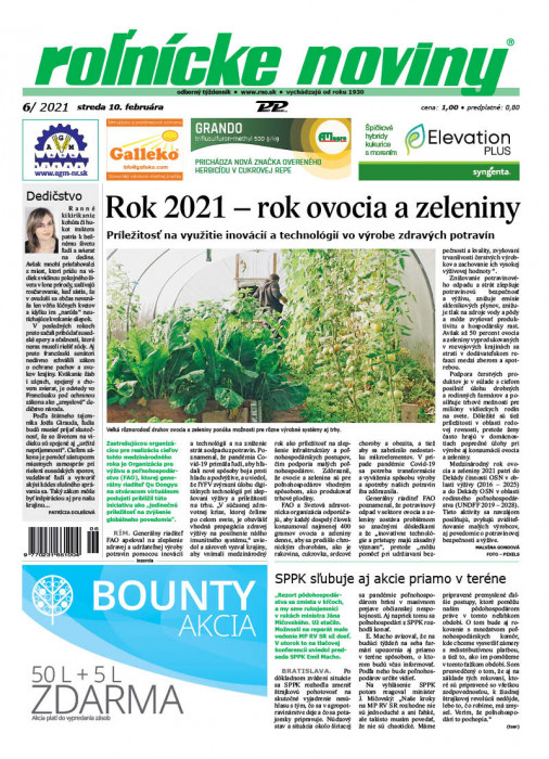 Obálka titulu Rolnické noviny - vydanie č. 6/2021
