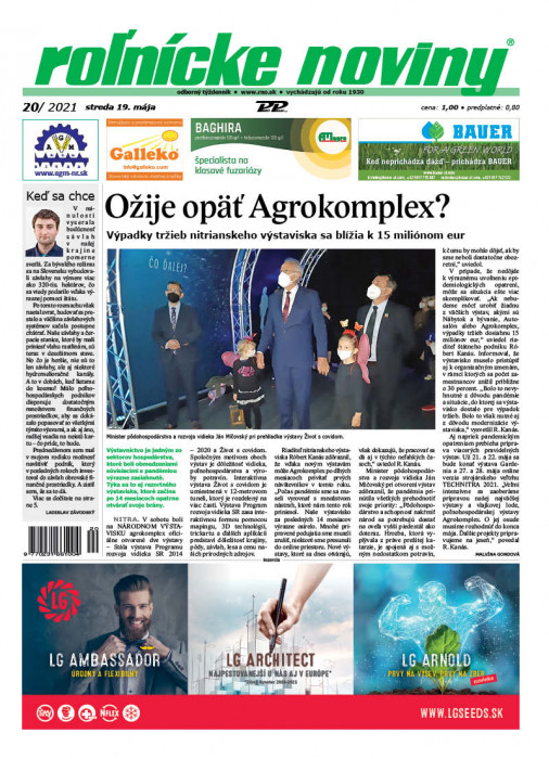 Obálka titulu Rolnické noviny - vydanie č. 20/2021