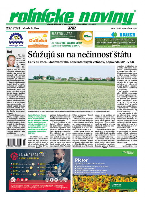 Obálka titulu Rolnické noviny - vydanie č. 23/2021
