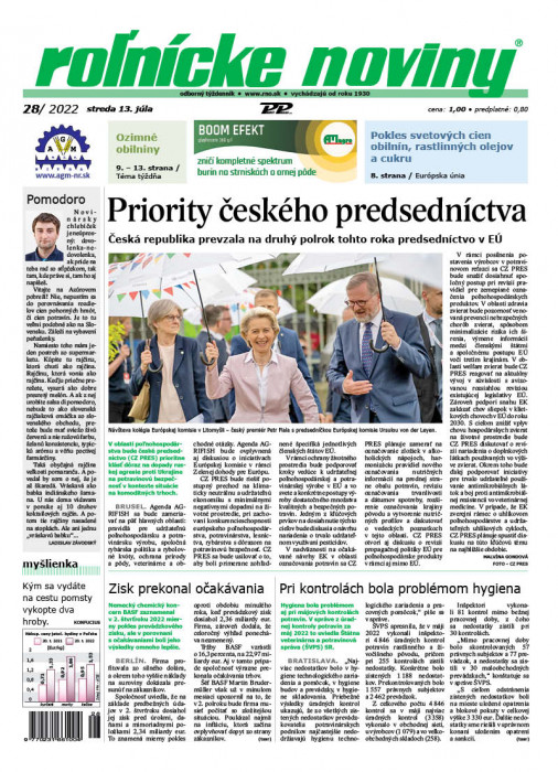 Obálka titulu Rolnické noviny - vydanie č. 28/2022