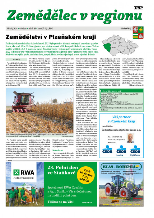 Obálka časopisu Zemědělec v regionu